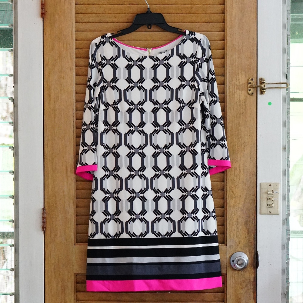 Eliza J Geo Print Matte Jersey Shift Dress